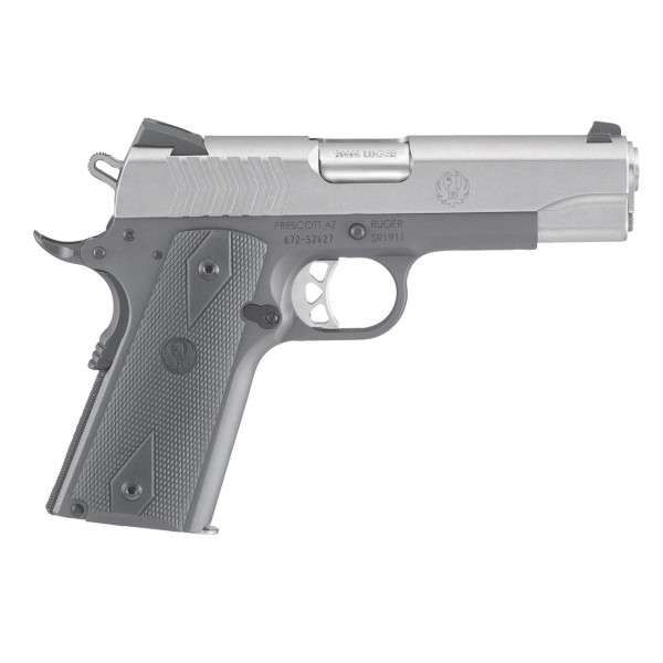 Pistolet RUGER SR1911 9MM Inox 9+1 4.25"  Chez DEVILLE ARMORY. Votre armurerie en ligne.