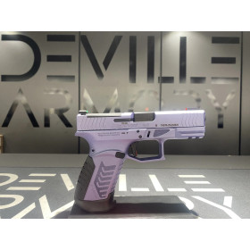 Pistolet DERYA DY9 BLEU GRIS OR 9x19  Chez DEVILLE ARMORY. Votre armurerie en ligne.