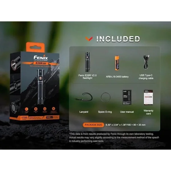 FENIX - E28R V2.0 - Lampe de poche EDC rechargeable - 1700 LUMENS
