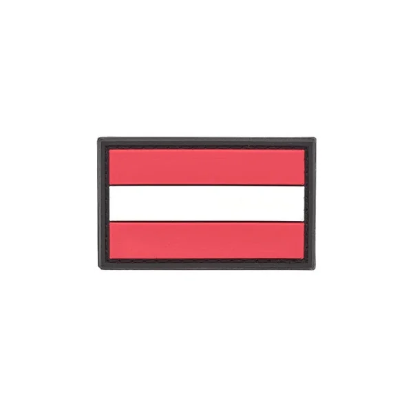 Austrian Flag PVC Patch 3x5cm with Hook and Loop Fastener