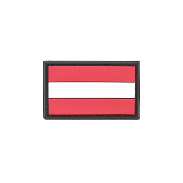 Austrian Flag PVC Patch 3x5cm with Hook and Loop Fastener  Chez DEVILLE ARMORY. Votre armurerie en ligne.
