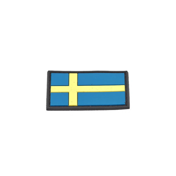 Swedish Flag PVC Patch 3x5cm with Hook and Loop Fastener  Chez DEVILLE ARMORY. Votre armurerie en ligne.