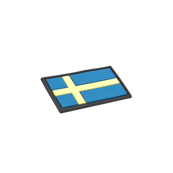 Swedish Flag PVC Patch 3x5cm with Hook and Loop Fastener  Chez DEVILLE ARMORY. Votre armurerie en ligne.