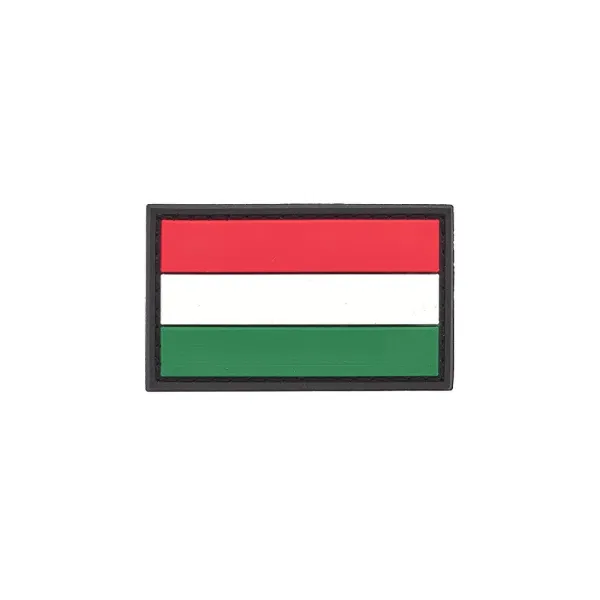 Hungarian Flag PVC Patch 3x5cm with Hook and Loop Fastener