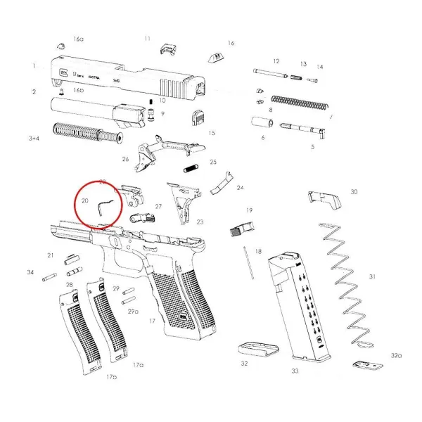 Eemann Tech Verrou de culasse Ressort pour GLOCK 17