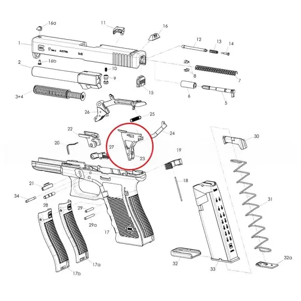 Eemann Tech Détente Housing avec Ejector pour GLOCK GEN3 9MM