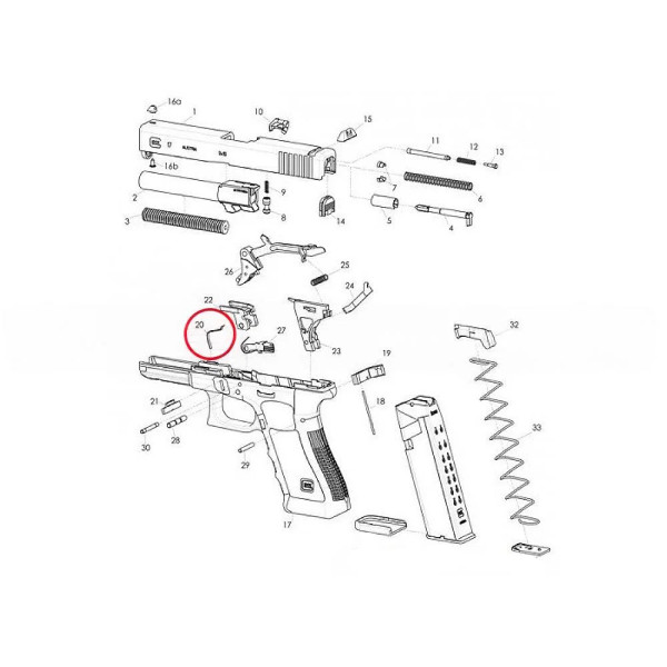 Ressort de verrouillage coulissant pour GLOCK 19  Chez DEVILLE ARMORY. Votre armurerie en ligne.