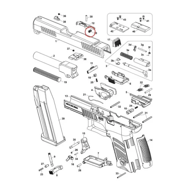 Eemann Tech Extracteur Ressort pour CZ P-07/P-09/P-10