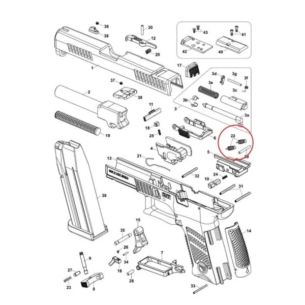 Eemann Tech Détente bar Ressort pour CZ P-10 - 2 pcs.