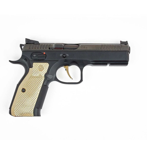 Poignées longues Eemann Tech Ultimate Brass pour CZ, taille : XL  Chez DEVILLE ARMORY. Votre armurerie en ligne.