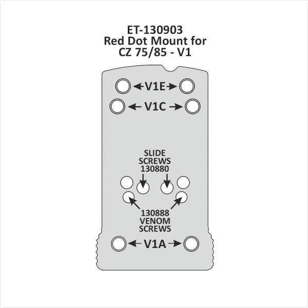 Eemann Tech Aluminium Red Dot Mount pour CZ 75/85 (modèles non Shadow), Type : V1  Chez DEVILLE ARMORY. Votre armurerie en ligne