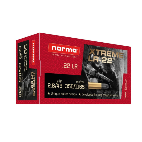 NORMA 22LR 2.8G/43GR EXTREME LR-22 50PC BTE 5  Chez DEVILLE ARMORY. Votre armurerie en ligne.