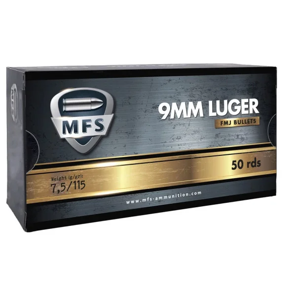 1000 cartouches MFS 9x19 FMJ DTX 115GR