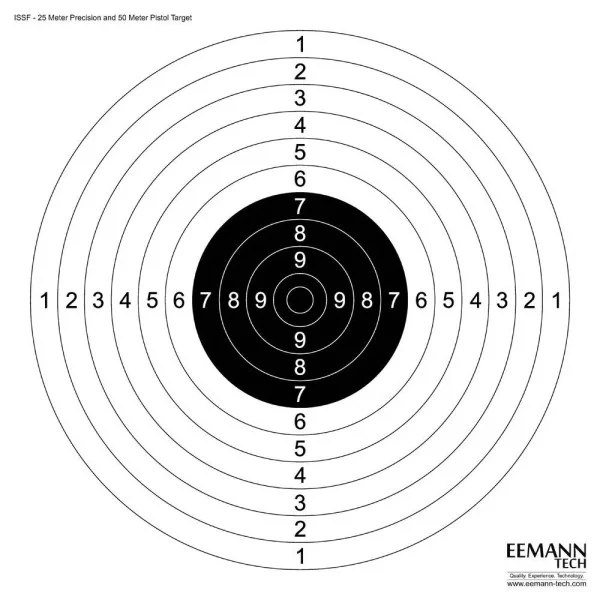 Eemann Tech ISSF 25M Precision & 50M Pistol Target - 100pcs.