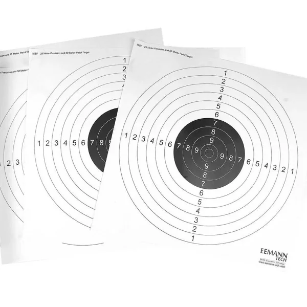 Eemann Tech ISSF 25M Precision & 50M Pistol Target - 100pcs.
