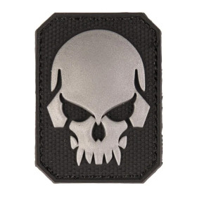 Patch PVC Tête de mort Noir 6 x 4.5cm  Chez DEVILLE ARMORY. Votre armurerie en ligne.