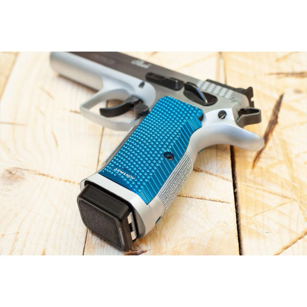 Armanov PGTGLF3D/PGTGSF3D SpidErgo Poignées pistolet pour Tanfoglio, BLEU, taille : Grand cadre  Chez DEVILLE ARMORY. Votre armu