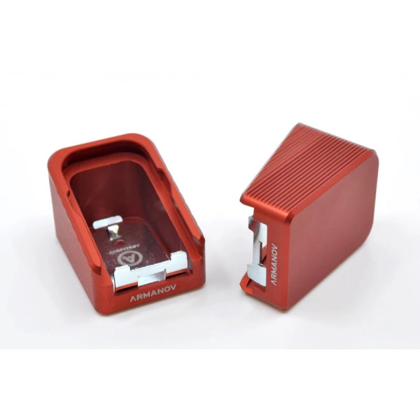 Armanov MPGLV2 Talon de chargeur +2 tours pour Glock, ARGENT  Chez DEVILLE ARMORY. Votre armurerie en ligne.