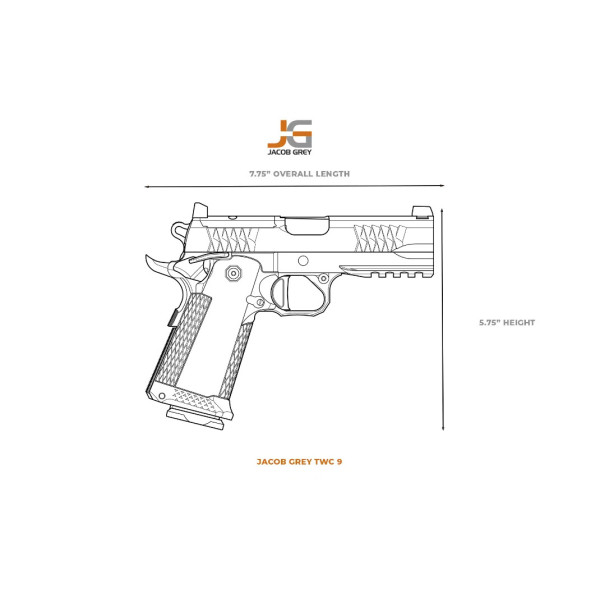 Pistolet JACOB GREY TWC9  Chez DEVILLE ARMORY. Votre armurerie en ligne.