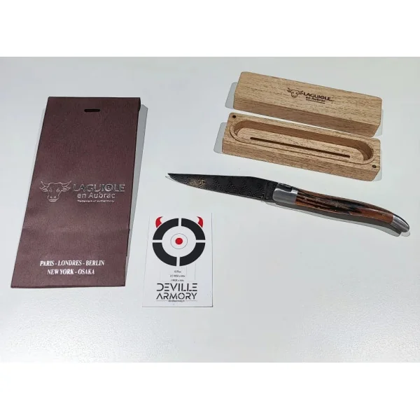 Couteau Laguiole Aubrac 12cm Damas Bois Aubrac